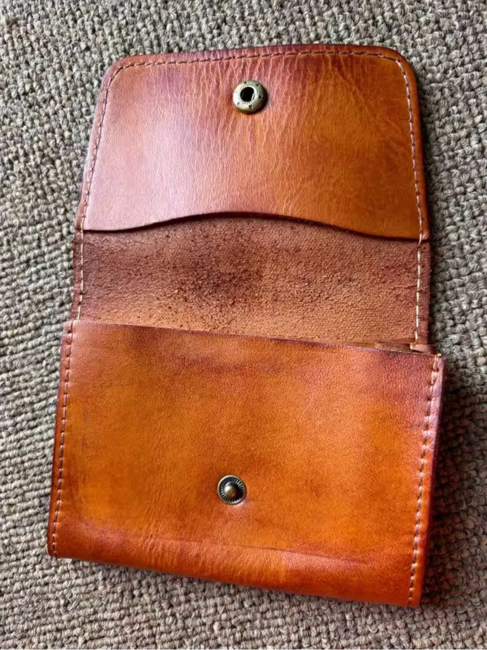 Genuine Leather Snap Wallet in Cognac Brown Good Quality Vintage Brand New!
